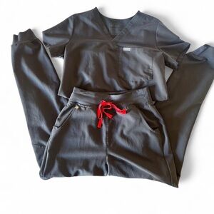 Figs Charcoal Scrub Set XS/R high waisted joggers